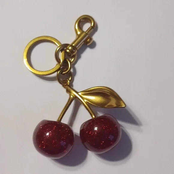 Gold and Red Cherry Keychain - Picture 2 of 2